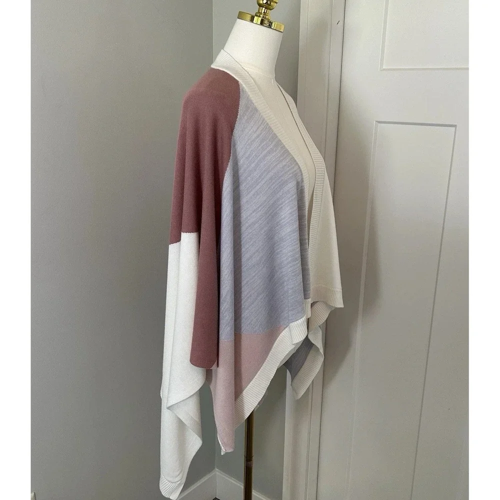 Lululemon Hatha Wrap OS Colorblock Open Front Poncho Shawl Cardigan Viscose Silk